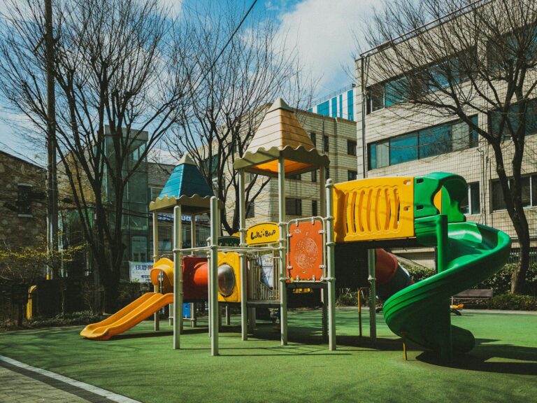 a children's play area in front of a building. louisville kids activities