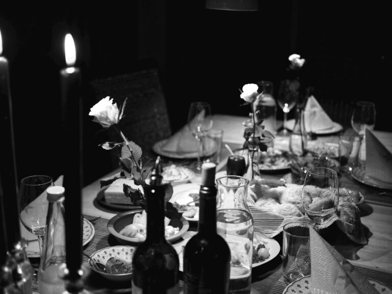 10 Easy Dinner Party Ideas That Don’t Stress You Out grayscale photo of cooked foods on table. dinner party